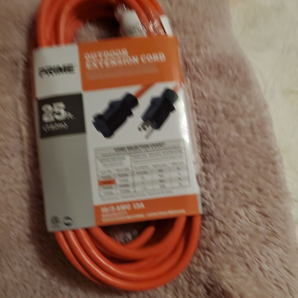 NEW Prime 25' 16/3 SJTW Orange Extension CORD, EC501625 MEDIUM DUTY
